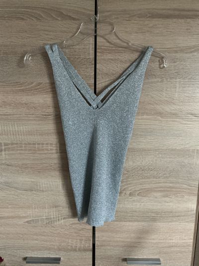Silver Glitter Sleeveless Top