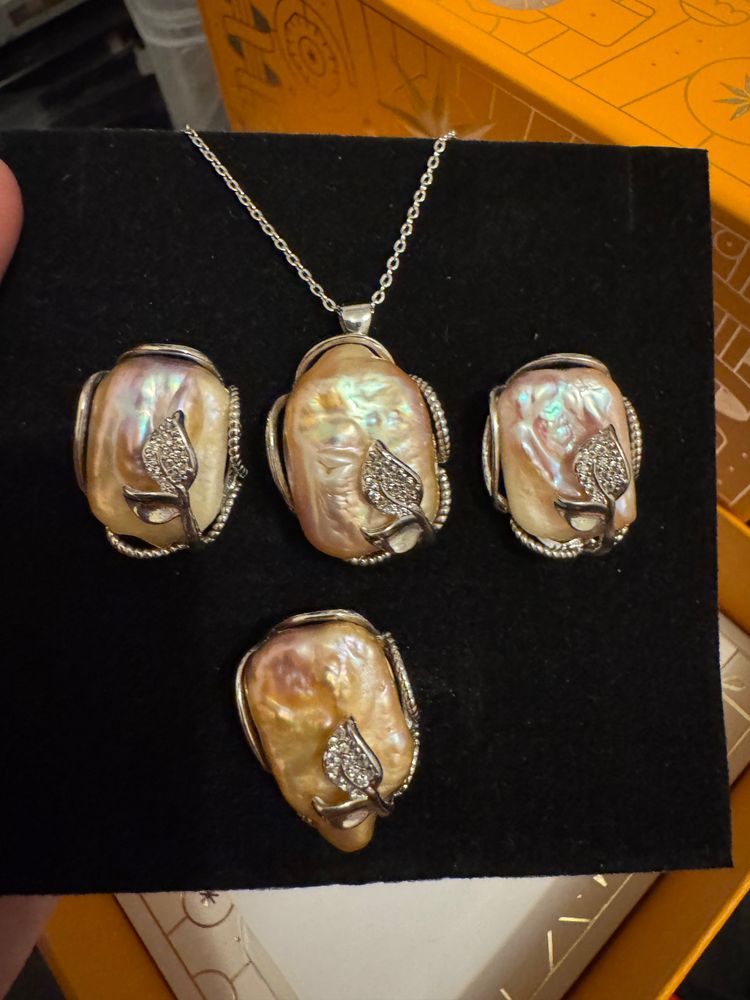 Set Pearl Jewelry Set With Leaf Design product image