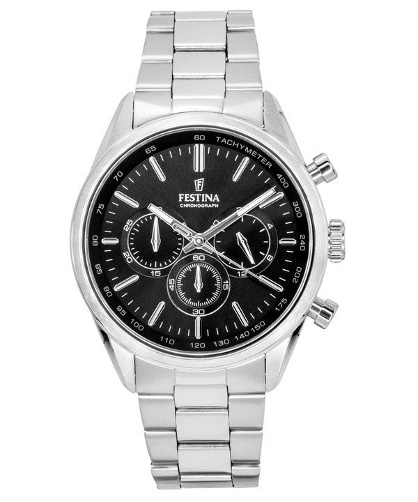Festina Timeless Chronograph Stainless Steel Black Dial Quartz F16820-4 100M Men's Watch image 1