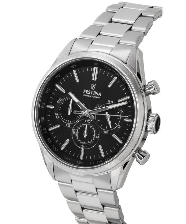 Festina Timeless Chronograph Stainless Steel Black Dial Quartz F16820-4 100M Men's Watch image 2
