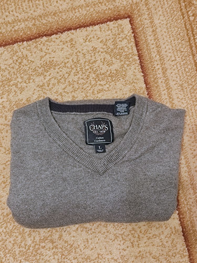 Chaps Grey V-Neck Sweater