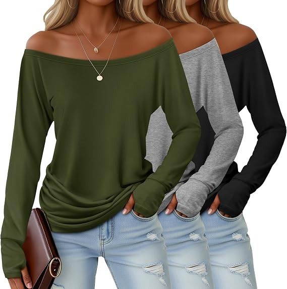 Off-Shoulder Long Sleeve Tops