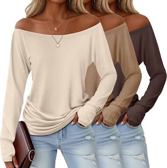 Off-Shoulder Long Sleeve Tops 4