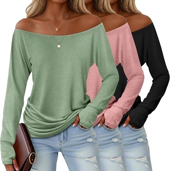 Off-Shoulder Long Sleeve Tops 2