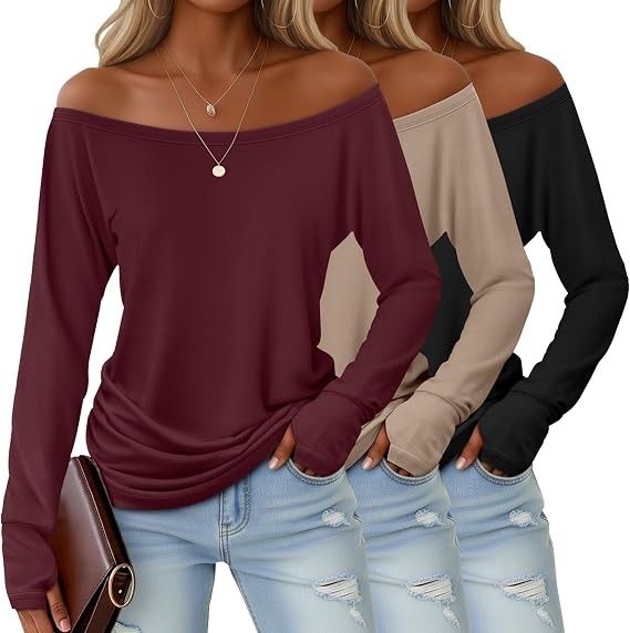 Off-Shoulder Long Sleeve Tops 3