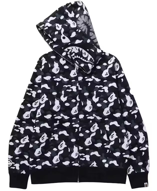 A Bathing Ape / Bape x DSM Black Camo Shark Full Zip Hoodie image 2