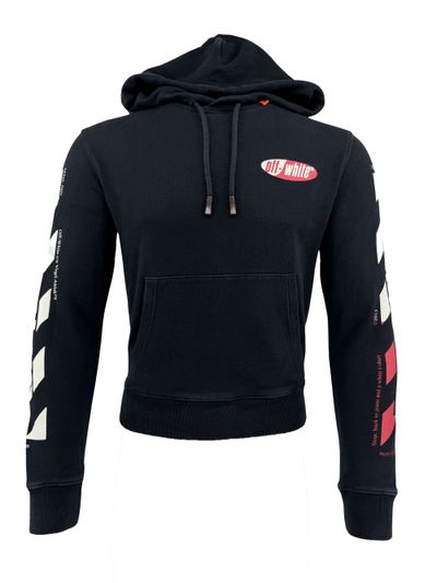 Off-White Diagonal Split Logo Hoodie - Black (783587204)