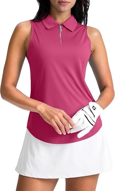 Pink Sleeveless Golf Polo Shirt