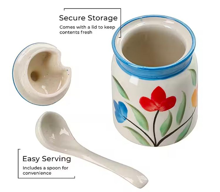 Hand-Painted Ceramic Spice Jars With Stand 3