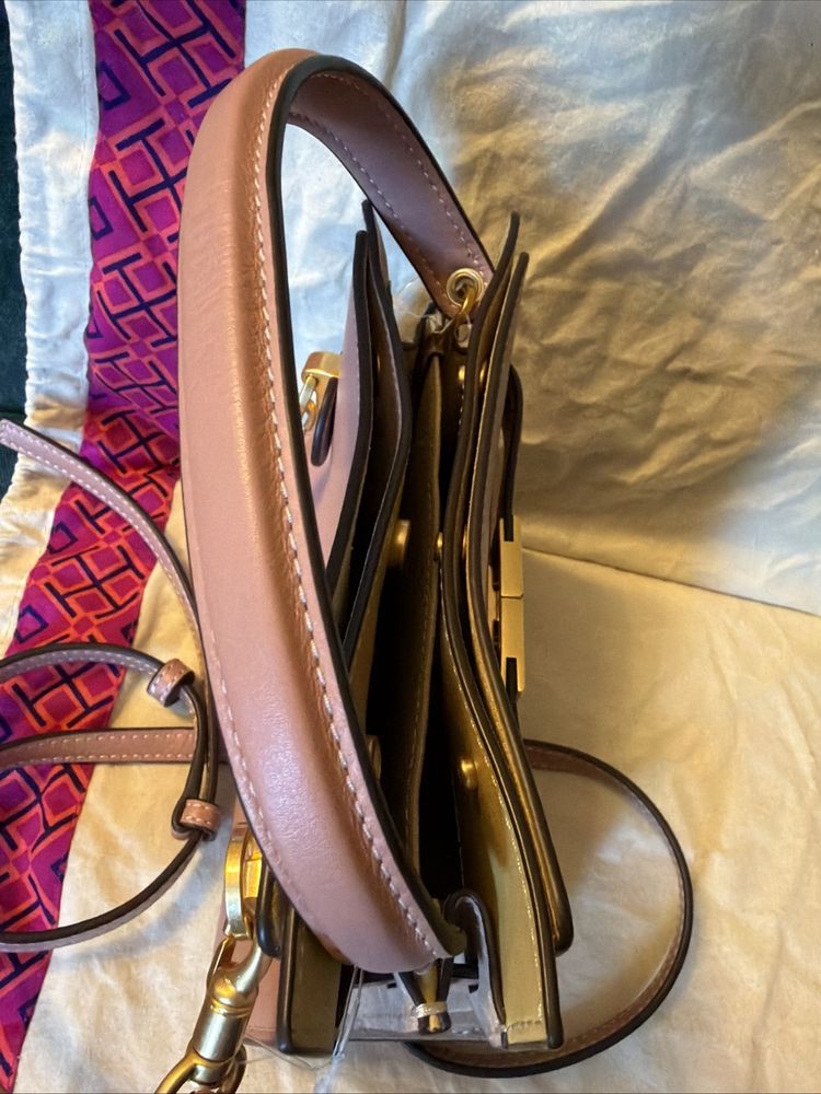 Tory Burch Lee Radziwill Petite Tote Bag Pink £660 New Leather Mini Crossbody image 8