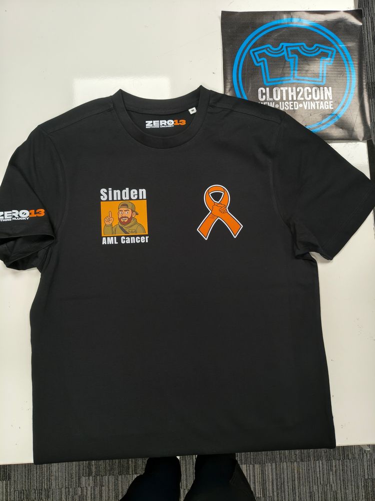 Zero13 x Sinden Aml Cancer Charity T-Shirt, brand new 2