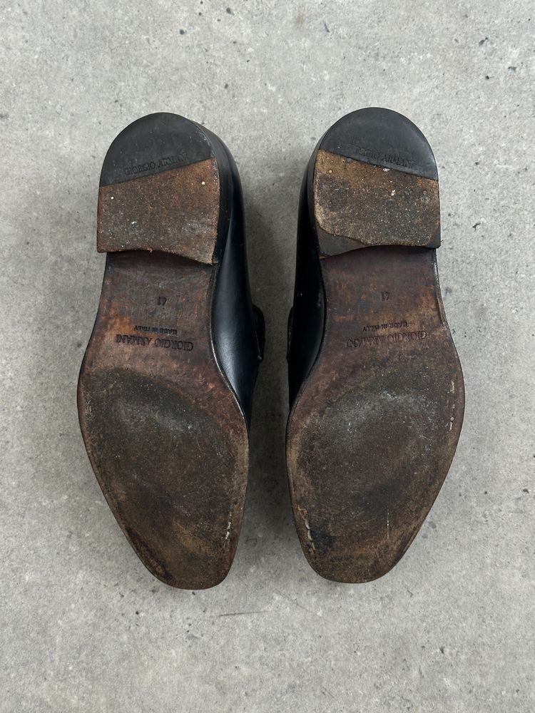 Giorgio Armani 1990s Leather Apron Toe Loafers - UK 7 5