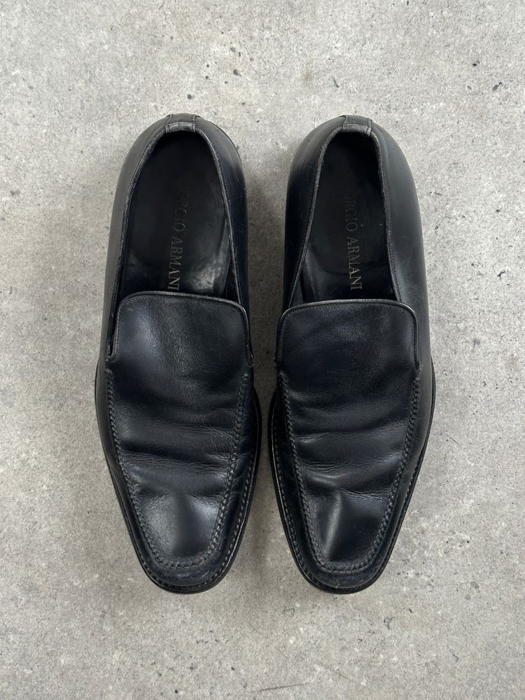 Giorgio Armani 1990s Leather Apron Toe Loafers - UK 7 4