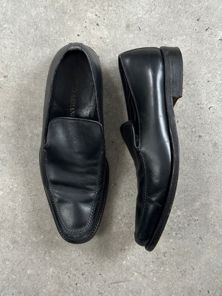 Giorgio Armani 1990s Leather Apron Toe Loafers - UK 7 10
