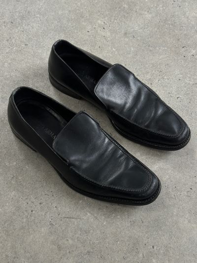Giorgio Armani 1990s Leather Apron Toe Loafers - UK 7 1
