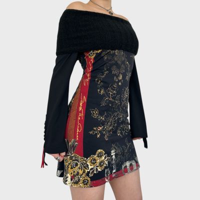 Save the Queen Off-Shoulder Mini Dress - S/M