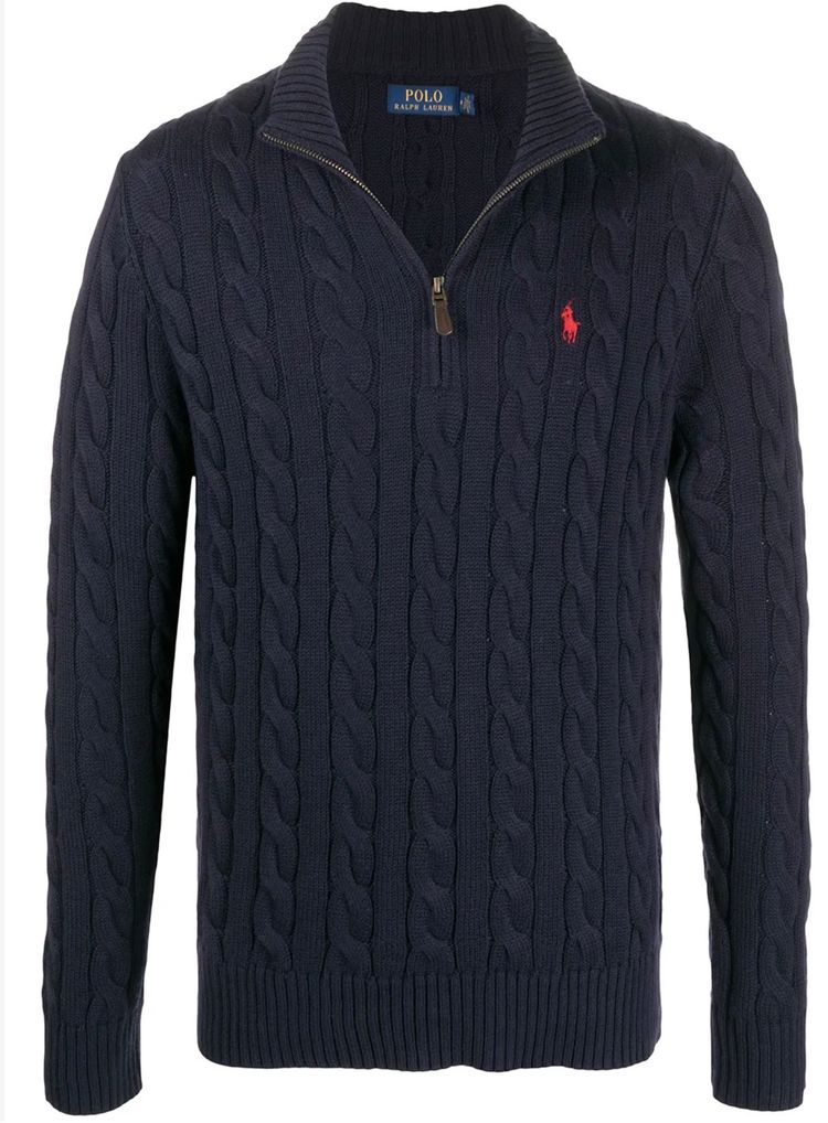 Polo Ralph Lauren Navy Cable Knit Half-Zip Sweater image 1