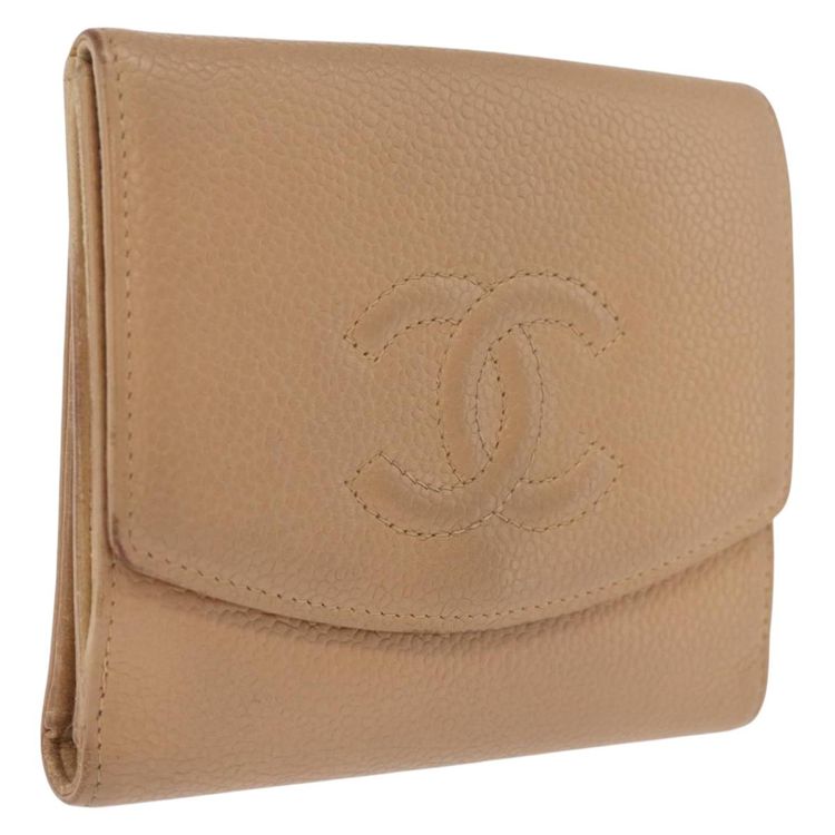 CHANEL Wallet Caviar Skin Beige CC Auth 211073 - Jerrillo