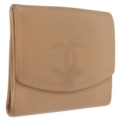 CHANEL Wallet Caviar Skin Beige CC Auth 211073 - Jerrillo