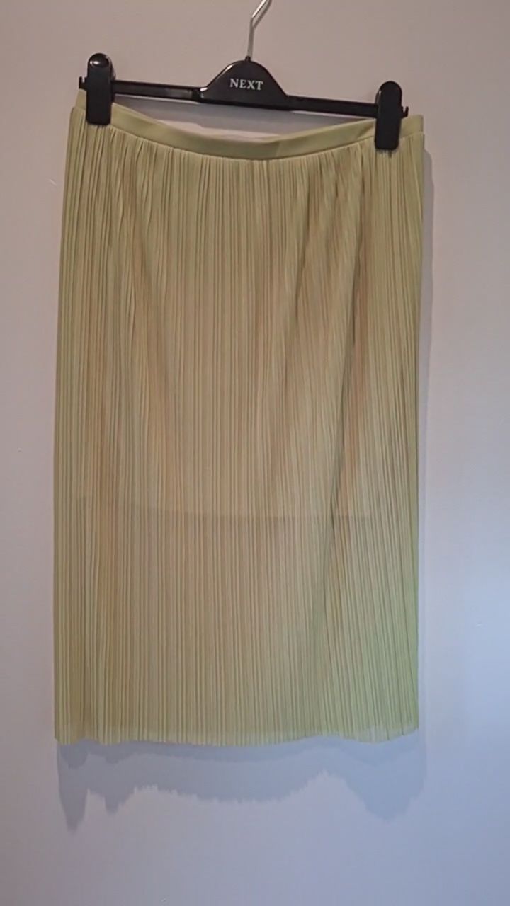 Next Midi Green Floaty  Pleated Skirt Size 10 image 1