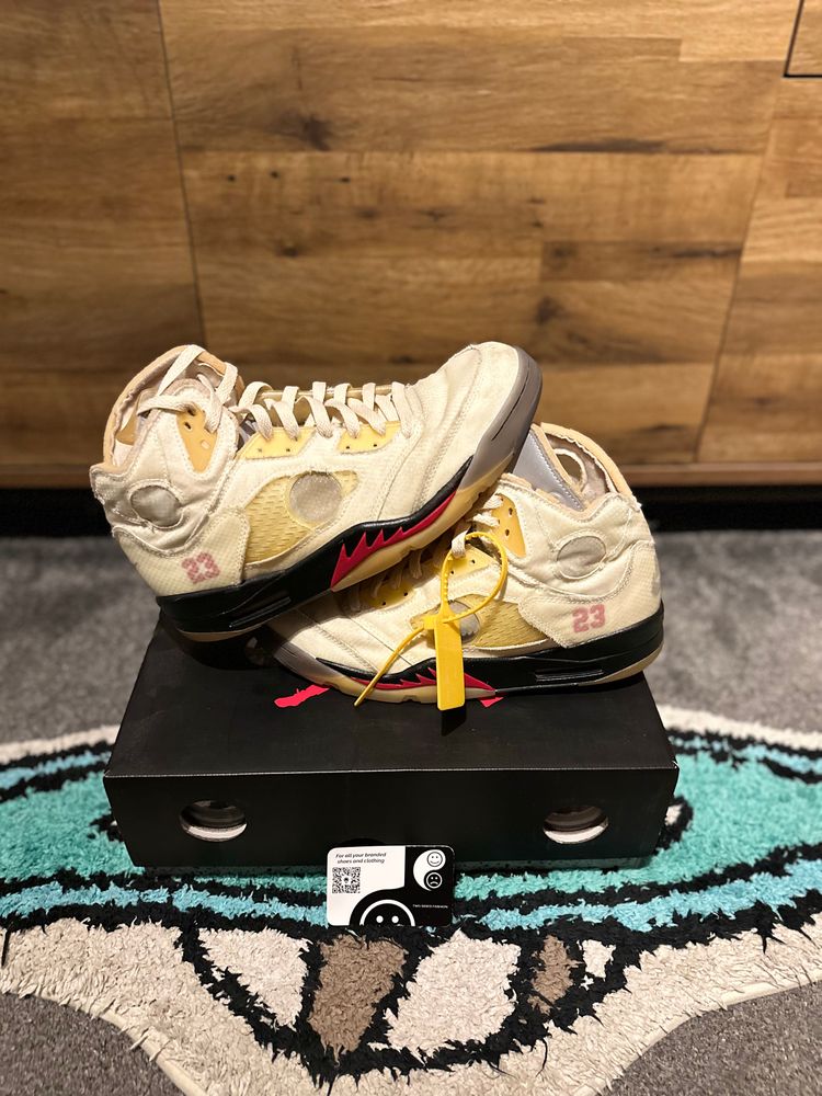 Nike Jordan 5 Retro Off-White “Off-White Sail” U.K. 9 obraz 2