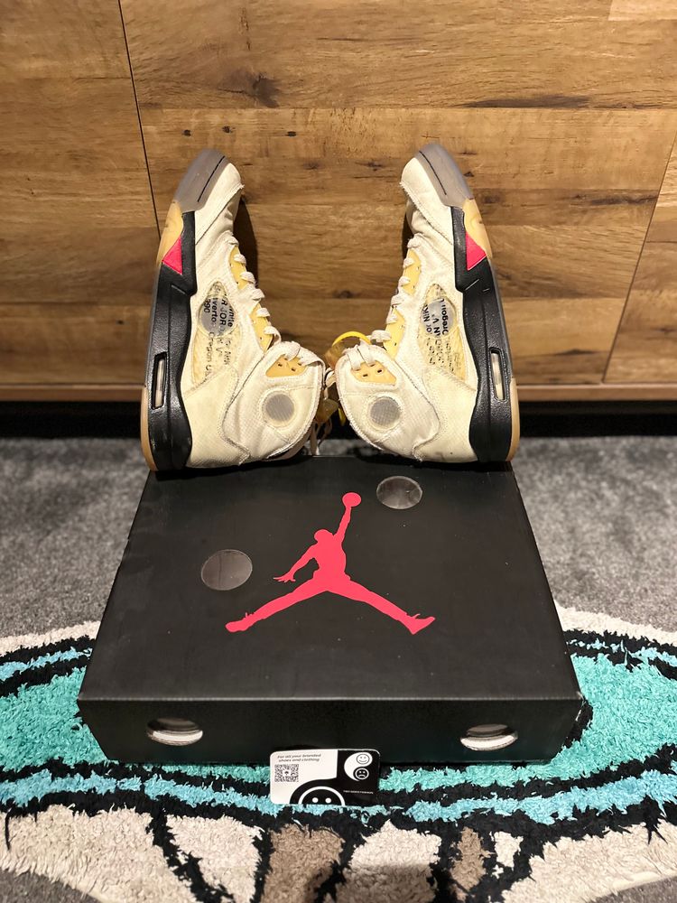 Nike Jordan 5 Retro Off-White “Off-White Sail” U.K. 9 obraz 6