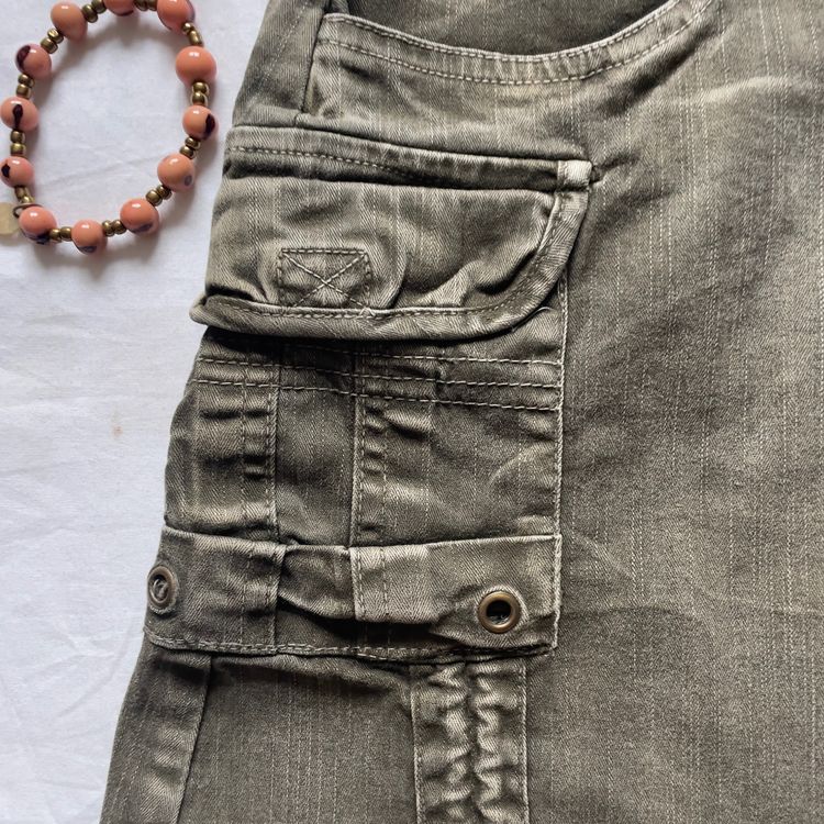 Y2K Faded Khaki Cargo Mini Skirt imagen 7