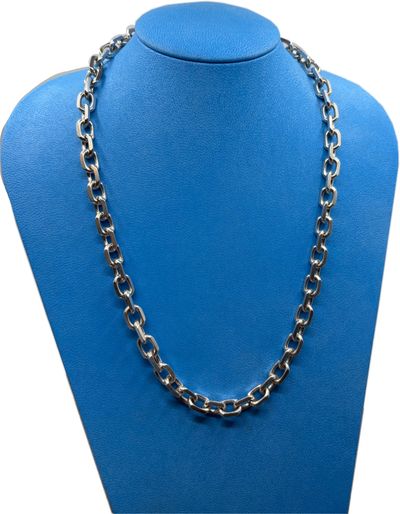 Hermes link solid silver necklace