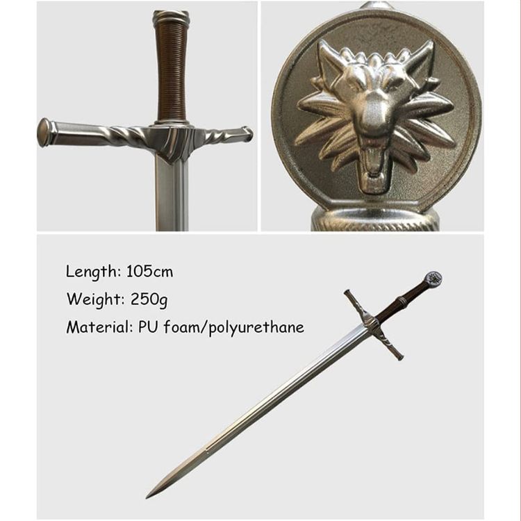 The Witcher 3 Wild Hunt Geralt of Rivia Sword Wolf Pommel PU Foam Replica image 4