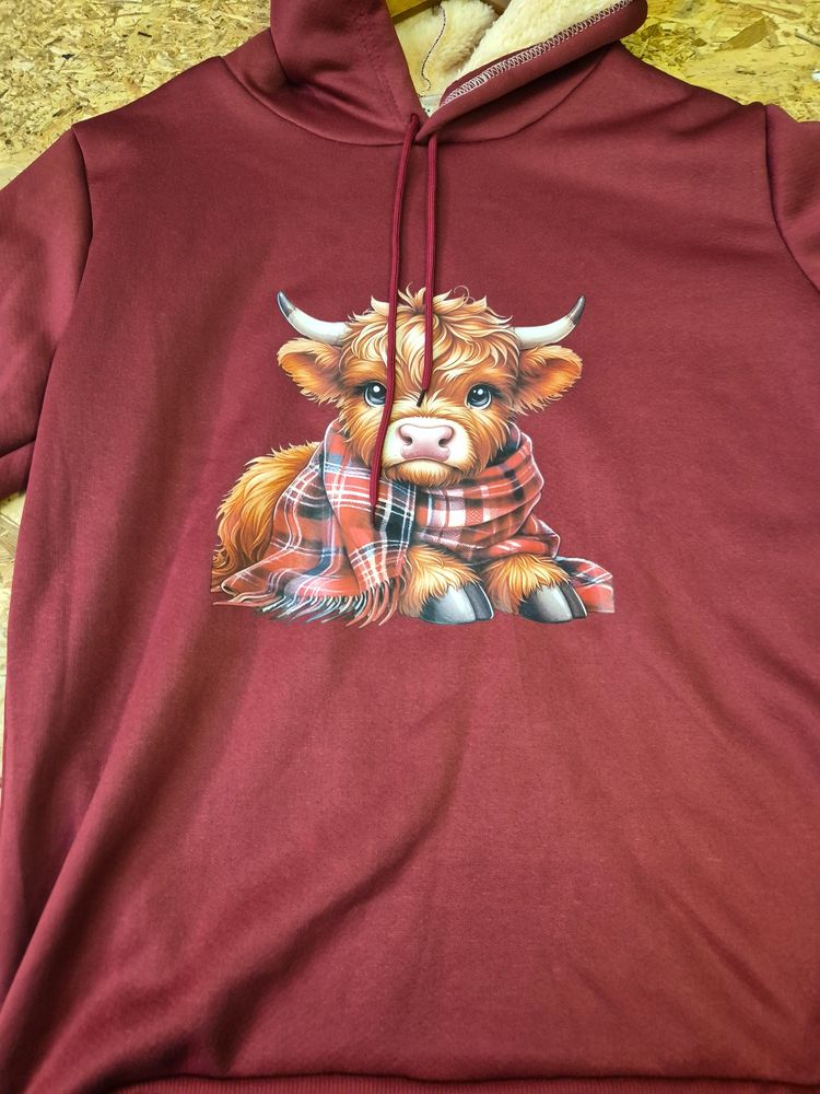 Other Burgundy Hoodie With Cow Graphic product image