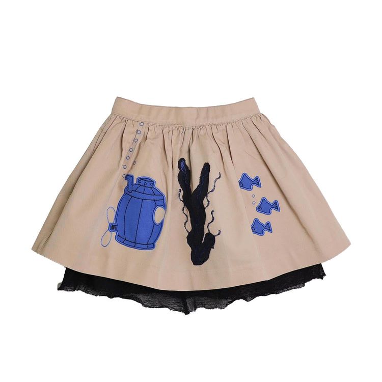 MAGIC MENDING PRELOVED Beige Cotton Skirt with Submarine, 4 years imagen 1