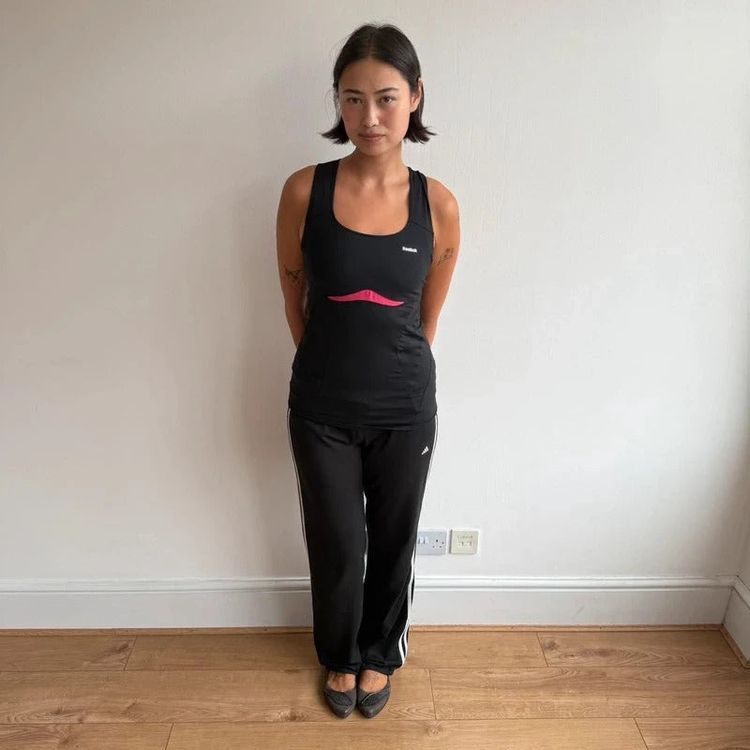 Black + pink sporty Reebok top - Size M obraz 9