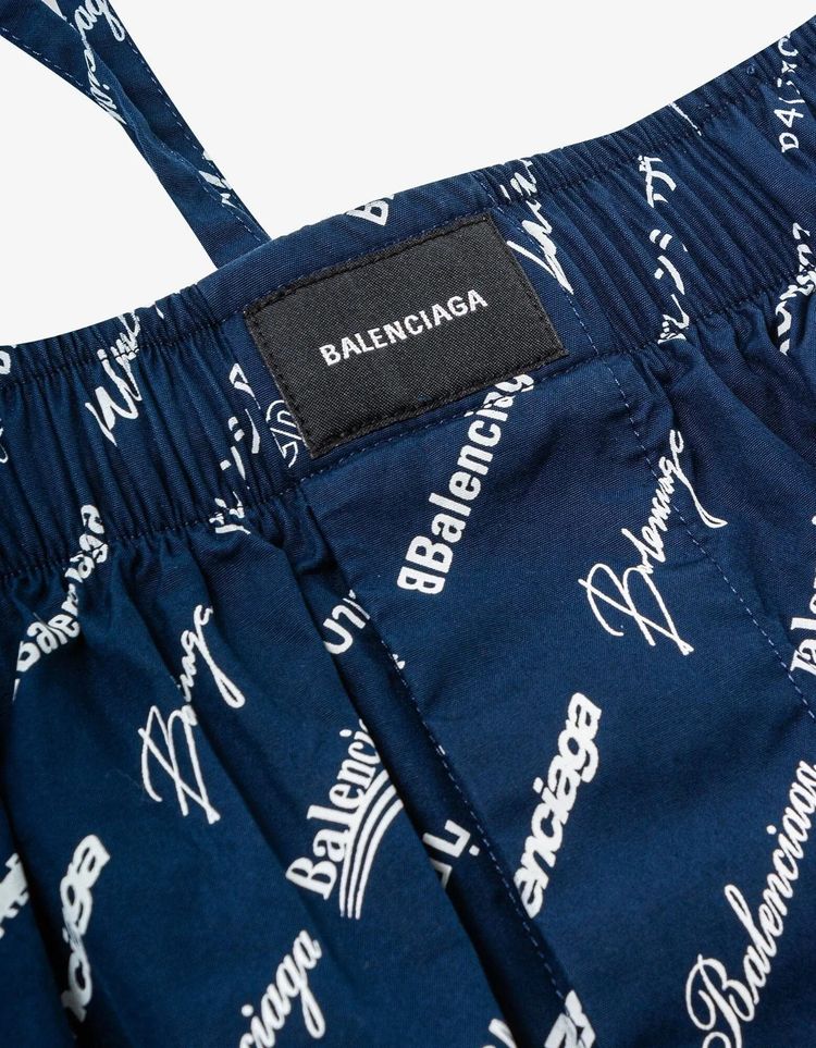 Balenciaga Blue Logomania Pyjama Shorts 6