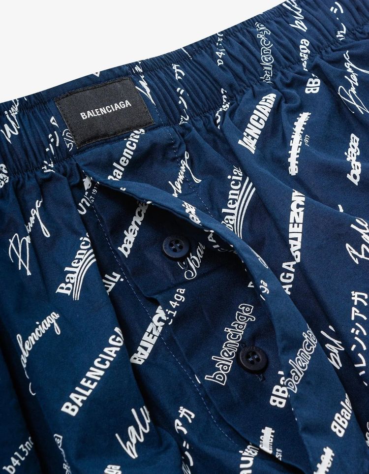 Balenciaga Blue Logomania Pyjama Shorts 2