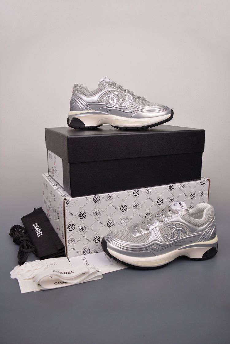 Chanel Silver Sneakers image 2