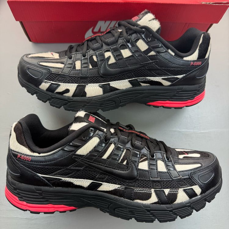 Nike P-6000 Size UK 9.5 CN Zebra Black Solar Red White Men's Trainers II1203-001