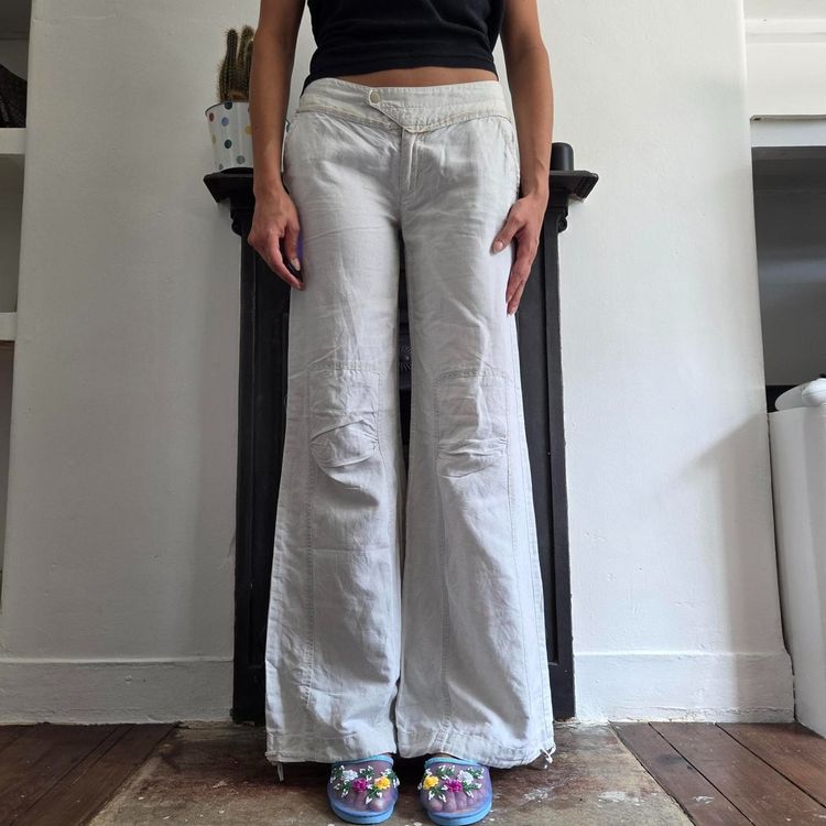y2k Firetrap linen white wide-leg pants 