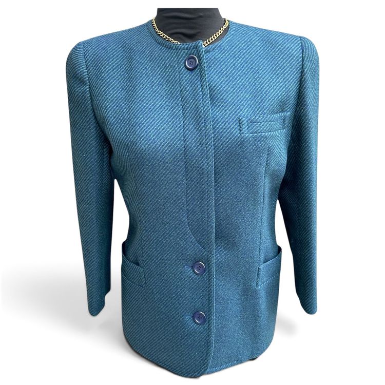 Christian Dior Wool Blazer - Teal/Heath Green, Size 11 (FR 38/40)