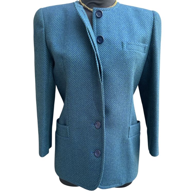 Christian Dior Wool Blazer - Teal/Heath Green, Size 11 (FR 38/40) imagen 5