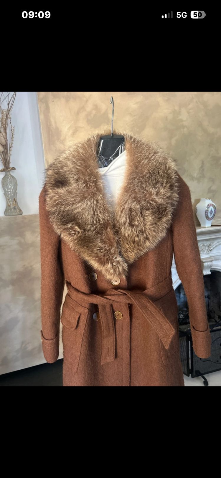 Immagine di Brown Coat With Fur Collar 8