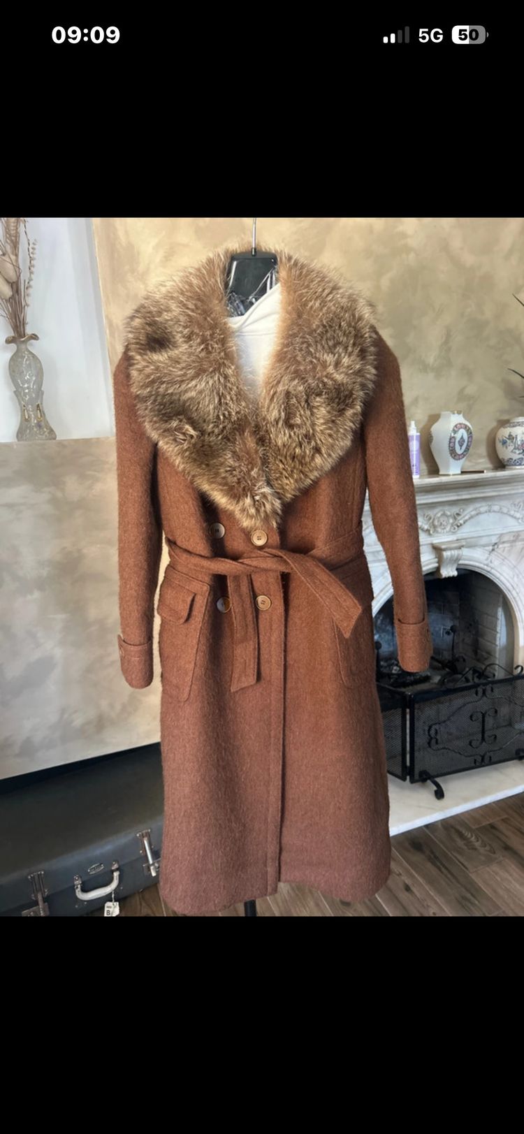 Brown Coat With Fur Collar