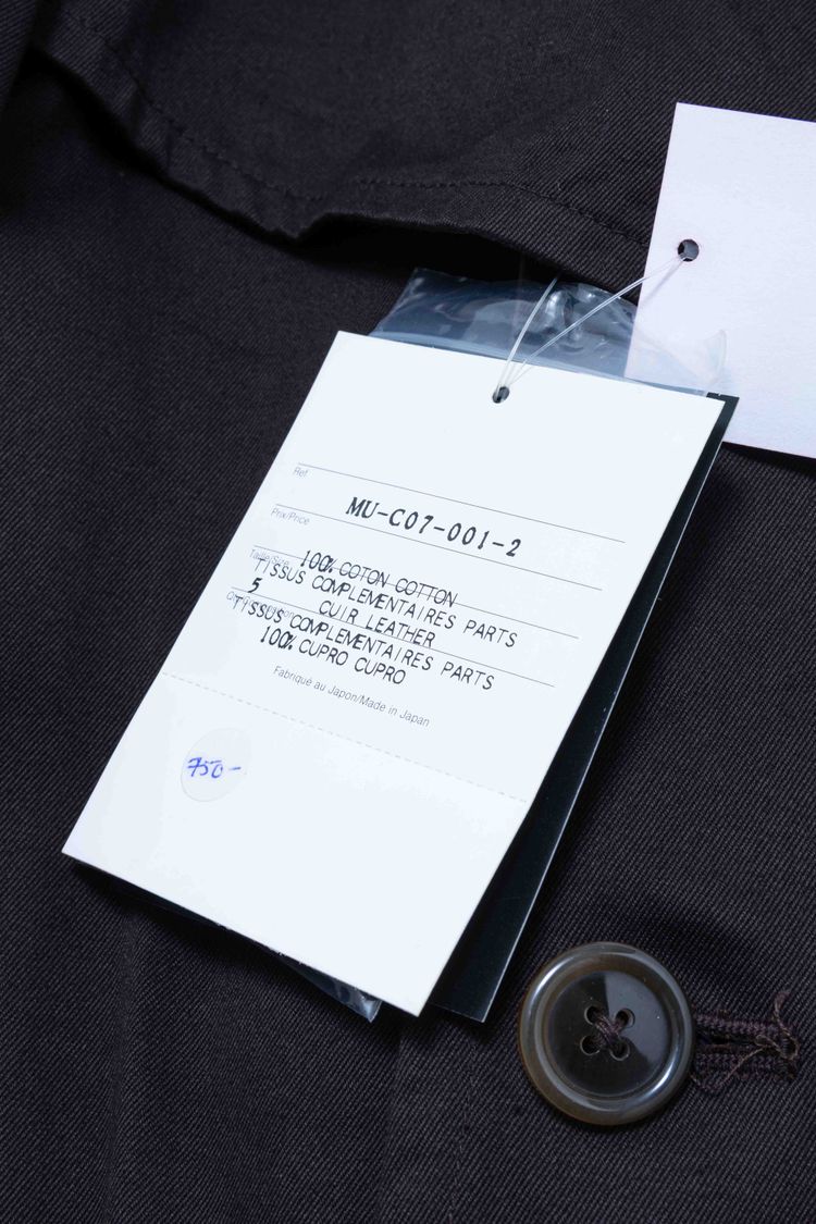Y's for men Yohji Yamamoto Black Cotton & Leather Collar Double-Breasted Trench Coat imagen 8