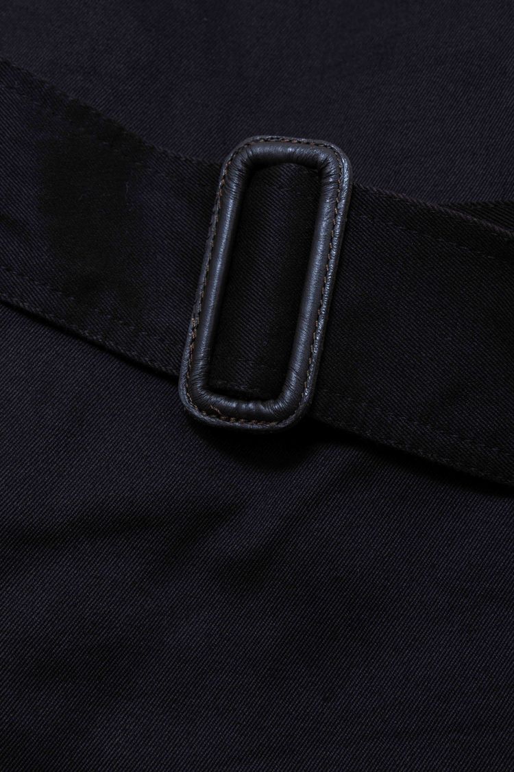 Y's for men Yohji Yamamoto Black Cotton & Leather Collar Double-Breasted Trench Coat imagen 2