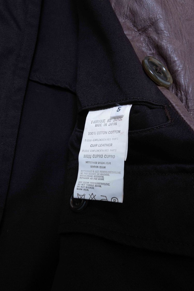 Y's for men Yohji Yamamoto Black Cotton & Leather Collar Double-Breasted Trench Coat imagen 15