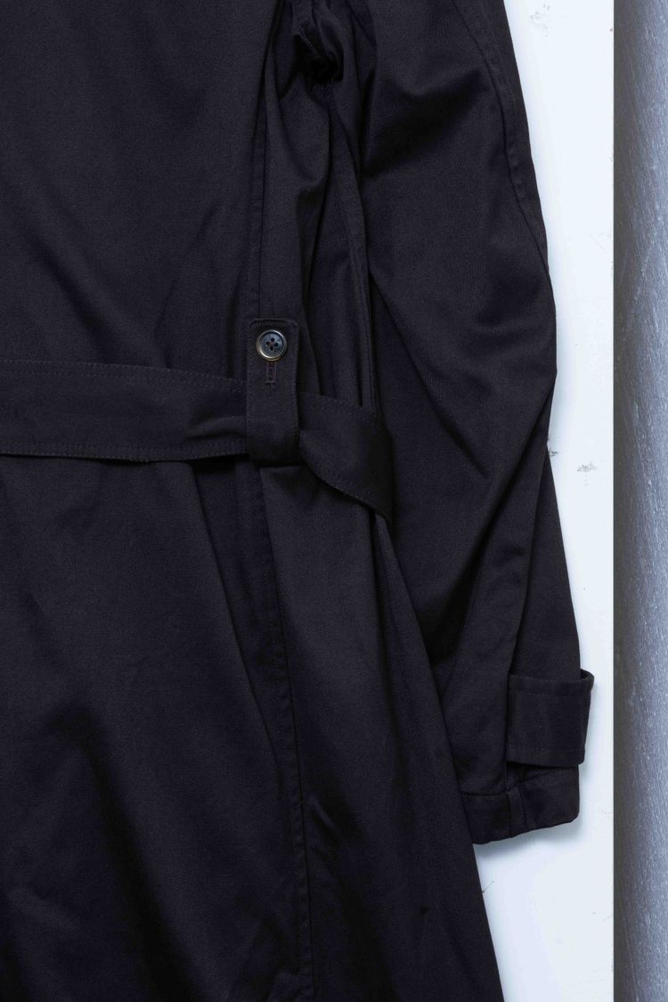 Y's for men Yohji Yamamoto Black Cotton & Leather Collar Double-Breasted Trench Coat imagen 6