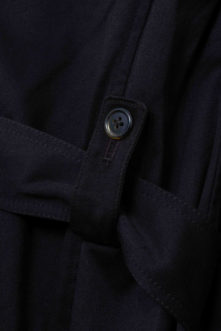Y's for men Yohji Yamamoto Black Cotton & Leather Collar Double-Breasted Trench Coat imagen 10