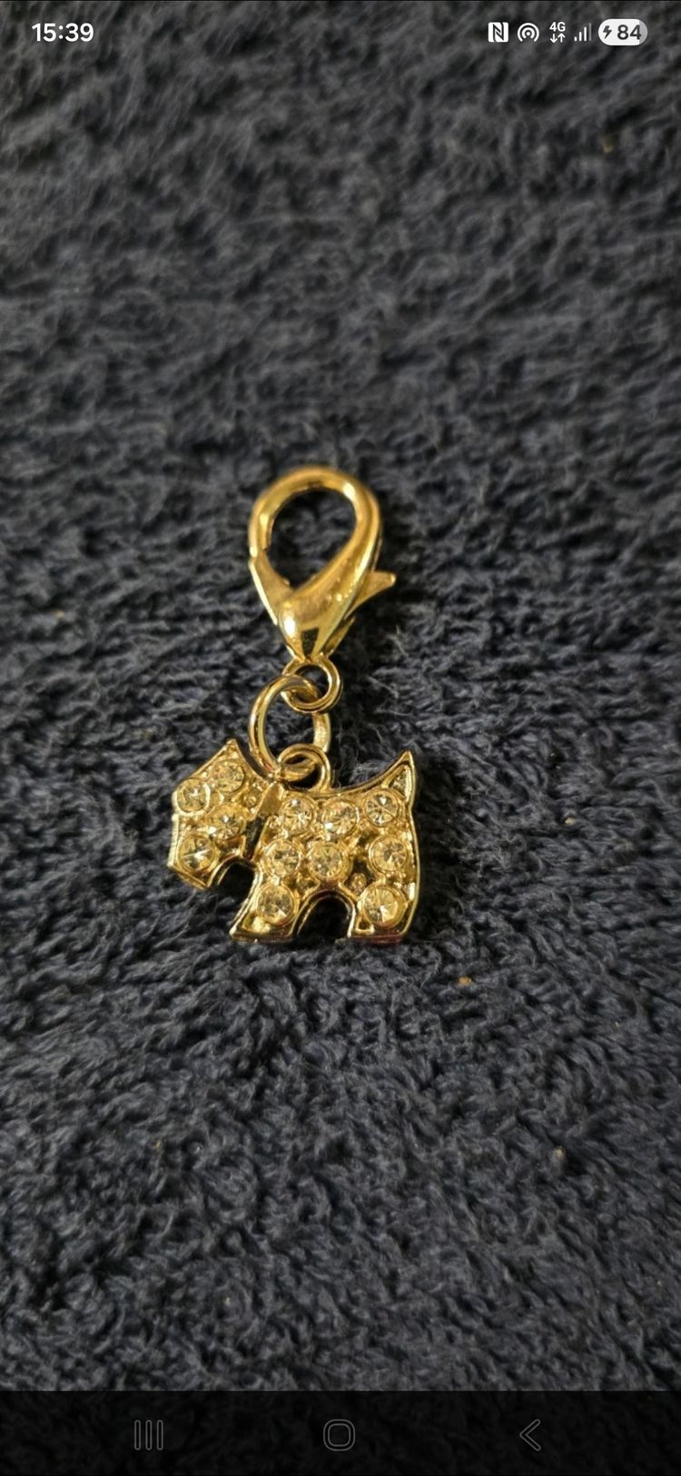 Silver Dog-Shaped Charm With Rhinestones