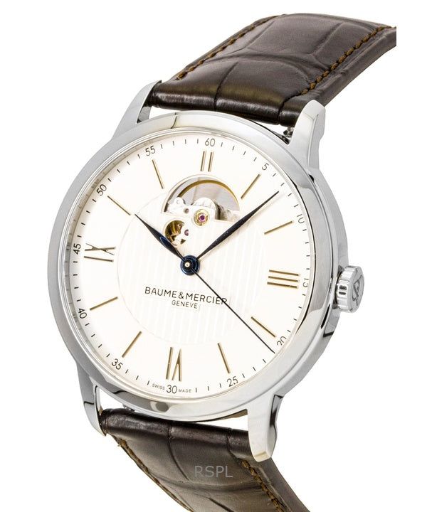 Baume & Mercier Classima Leather Strap Open Heart Silver Dial Automatic M0A10524 Men's Watch image 3