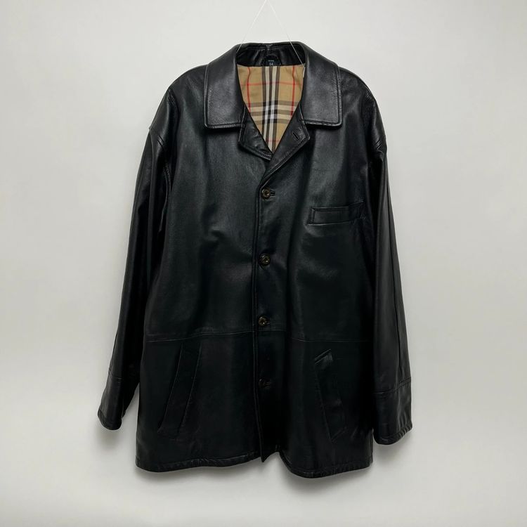Burberry Black Leather Coat imagen 1