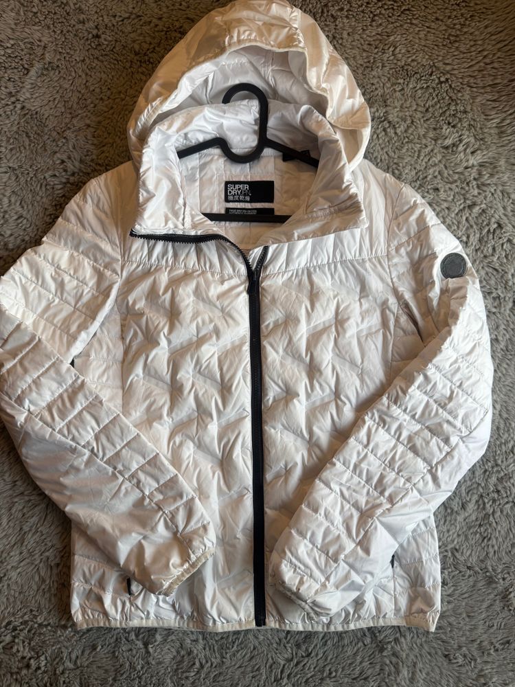 Superdry White Quilted Jacket With Hood
